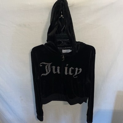 Juicy Couture Women s Sport Hoodie Size Large Black Spell Out Going Out Party 