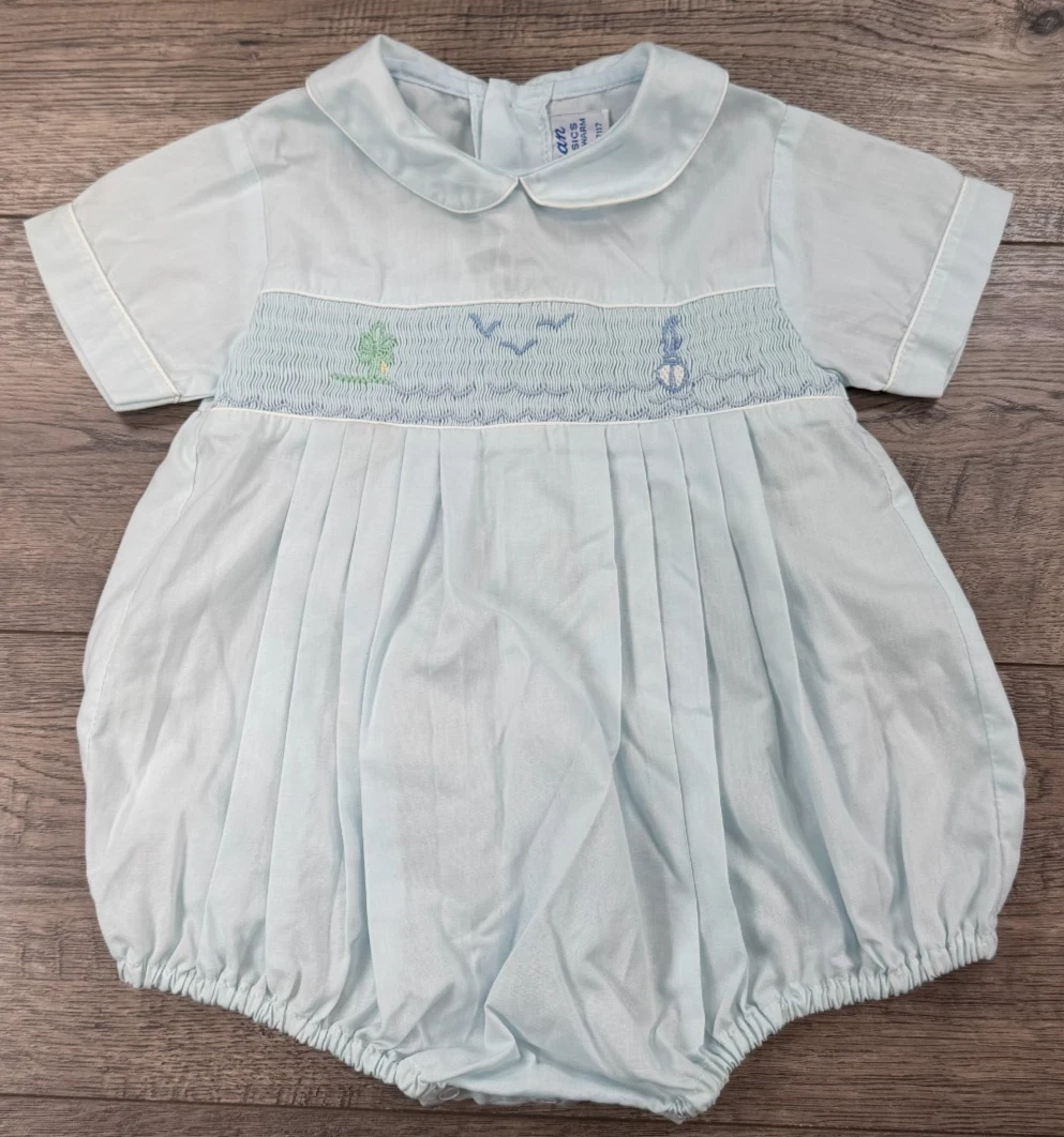Baby Boy Clothes Feltman Dressy 3 Month Blue Ocean Beach Romper Outfit
