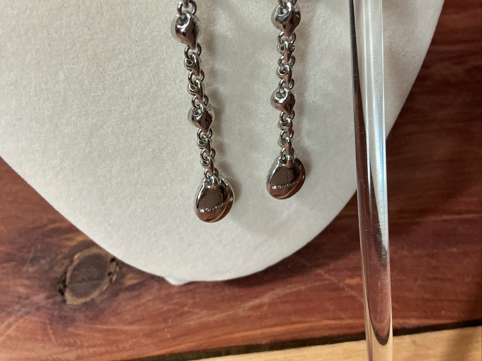 Gorgeous Givenchy Linear Dangle Earrings Silver T… - image 4