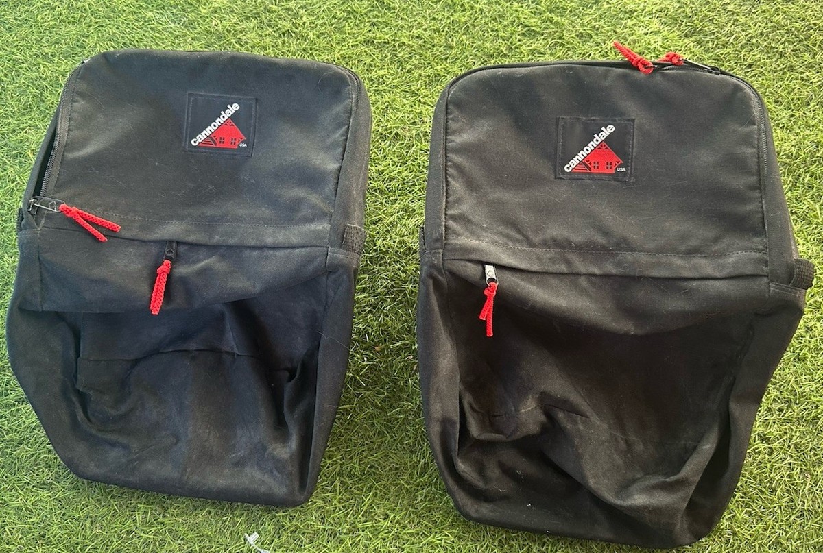 Vintage Cannondale Touring PANNIERS Black Rear Set Bags Made USA