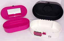 NEW/NOS Caboodles B W Cosmetic Organizer  Hot Pink Lift-out Travel Case 2642
