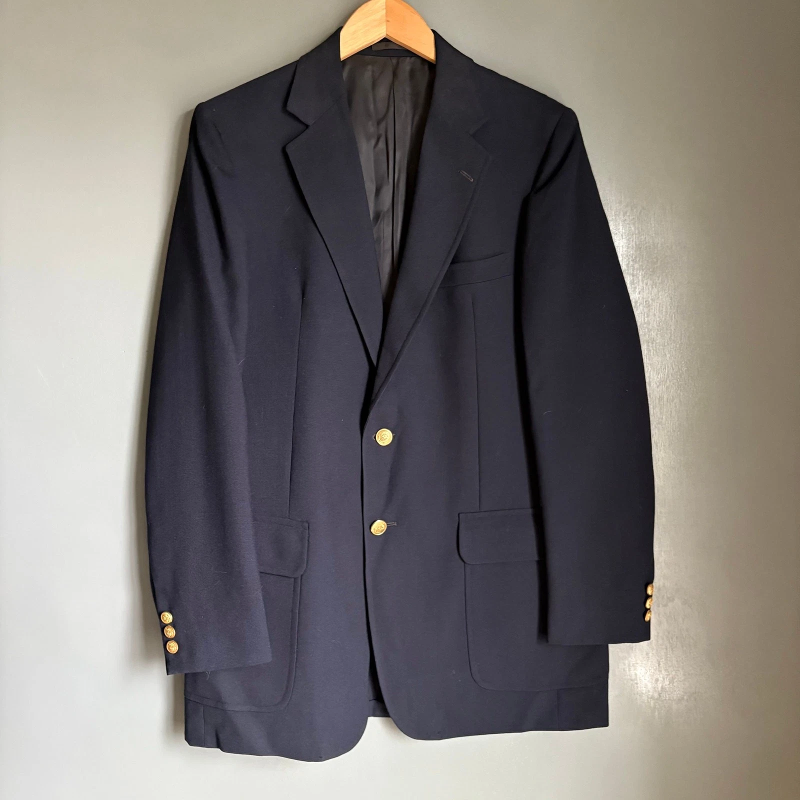 Vintage STANLEY BLACKER Men's M/L Navy Blazer Retro Cotton Blend Classic Career