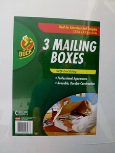 12 NEW DUCK BRAND MAILING  SHIPPING BOXES WHITE SELF LOCKING 13.5x9.5x4.5 INCHES