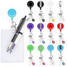 12 Pcs Retractable Pen Holders for Lanyard, Silicone Pen Clip, Retractable Nu...