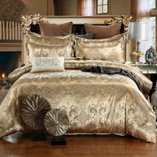 Duvet Cover Set European Luxury Satin Embroidery 3-Piece Bedding Set Soft Comfor
