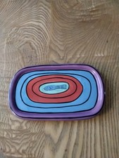 CATZILLA SMALL PLATE HAND PAINTED CANDACE REITER  COLLECTABLE  FISH DESIGN