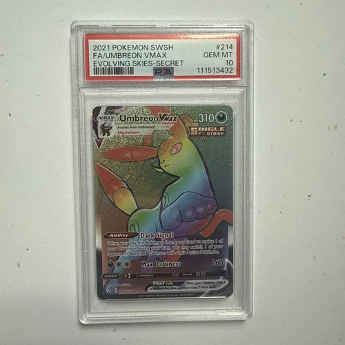 Umbreon VMAX (Secret) 214/203 SWSH07: Evolving Skies Holo PSA 10