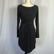 Michael Kors STARBRIGHT Dress Black & White Front Twist Long Sleeve Stretch Sz M
