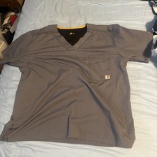 Carhartt Force Scrub Top Unisex Medium Grey Colorblock Ripstop V-Neck Pocket