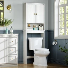 Over The Toilet Storage Cabinet, Over Toilet Storage with Fluted Door, Over T...