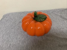 Vintage Murano Style Art Glass Blown Pumpkin w/Leaf