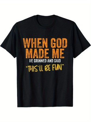 Men'S Fashion Trend Cotton Round Neck Casual Letter Printed Short Sleeve Me