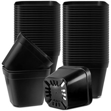 Anzuchttöpfe Quadrat 10 cm in Schwarz, Set mit 20 Stück für Sämlinge und Stec...