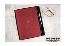 Amalfi A4 Italian Leather Refill Journal Set Red Free Initial & Engraved Pen