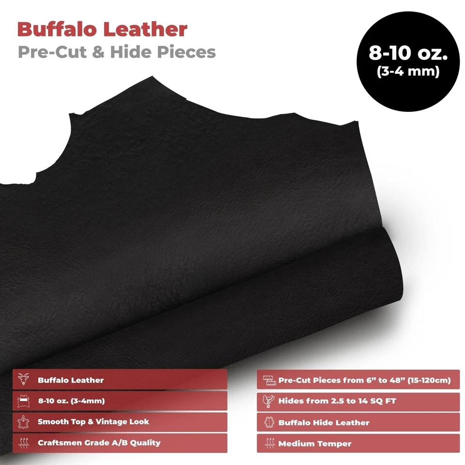 European Leather Work Buffalo Hide 8-10 oz (3-4mm) | Pre-Cut Leather - Image 2 of 4