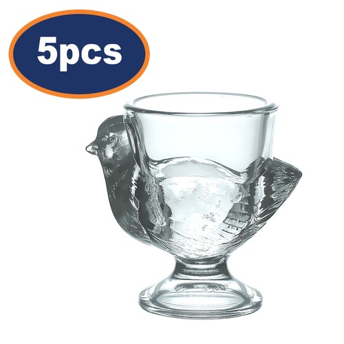 5pcs Glass Egg Cups Chicken Shaped Holder Tableware Accessory Novelty Kitchen - Picture 1 of 5
