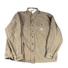 Carhartt Shirt/Jac Mens XL Brown Flannel lined Canvas Work Chore Coat 100590-903