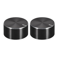 2Pcs Potentiometer Knob Knurled Shaft Black Aluminum Rotary Knob 25mmx13mm