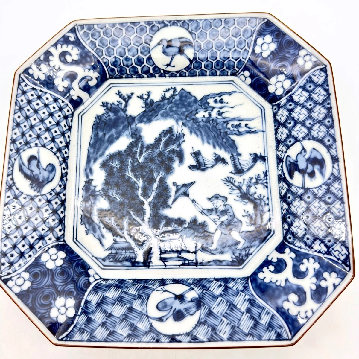 英国アンティーク　コウルドン　青い梅と鳥紋　ジャポニズムプレート Porcelain & Pottery Japanese Antique Blue for sale | eBay