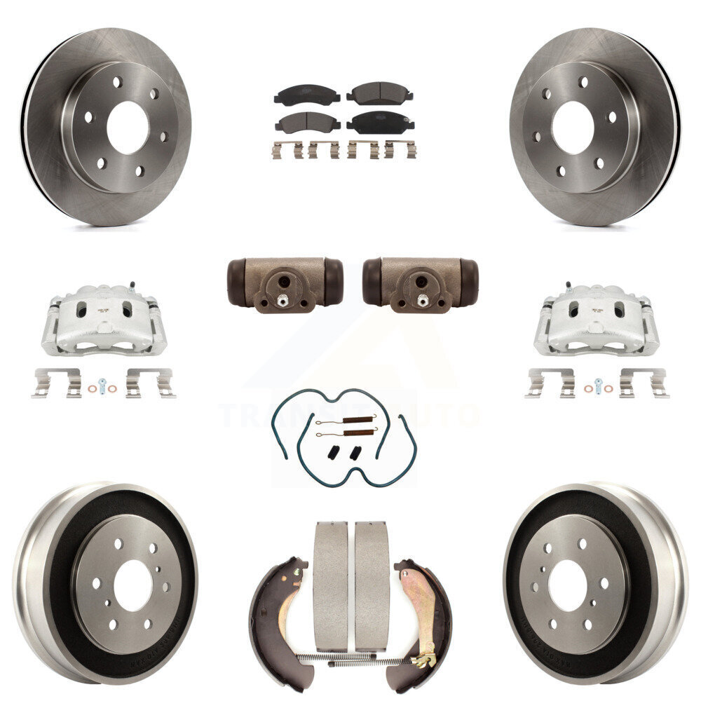 Front and Rear Brake Caliper Rotor Drum Ceramic Pad Shoe Cylinder Hardware Kit