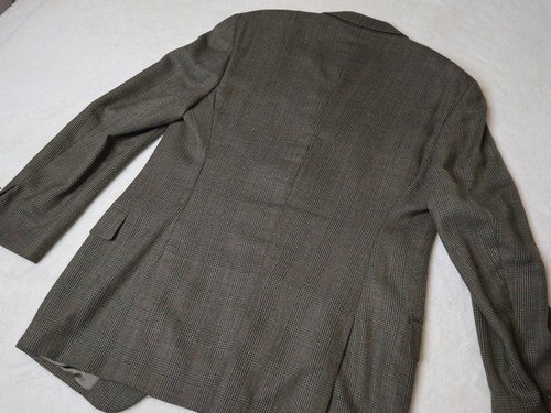 Joseph Abboud Wool Silk Alpaca Blazer Men 43R Tan Windowpane Plaid Coat USA Made - Picture 15 of 16