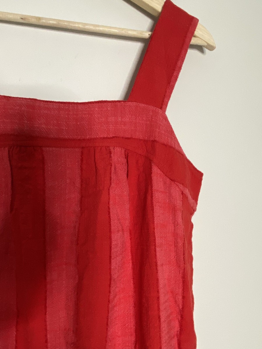 $148 ANTHROPOLOGIE Tonal Striped Dress S new red | eBay