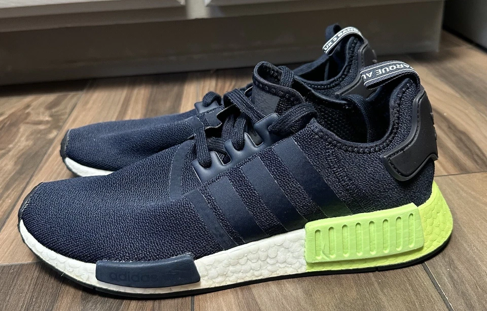 Adidas NMD R1 Legend Ink Navy Blue Hi-Res Yellow Men’s Sneakers Size 10 - Image 3 of 4