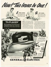 1941 G-E General Electric Aluron Clothes Iron art Vintage Print Ad
