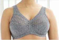 GLAMORISE 1064 Grey Heather Magic Lift Moisture Control Bra US 44B New