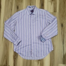 Robert Graham Flip Cuff Shirt Paisley Mens XL Purple Button Down Long Sleeve