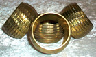 Vintage 1970's Set of 4 Solid Round Ribbed Boho Brass Dinner Napkin Rings India