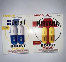 Nirvana Mood And Derall Focus Boost Energy Notropic Focus Free Ship 2ct 4 Caps