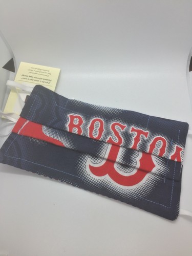Boston Red Sox Blue Dot Face mask Handmade Adult with Nose Wire & Elastic - Picture 2 of 3