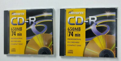 Memorex CD-R 650MB 74min Professional Recordable Compact Disc Lot of 2