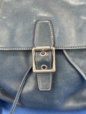コーチ✨️リュックサック Coach 9569 Legacy Soft Blue Leather Drawstring Flap Backpack Purse