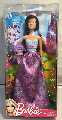 Barbie Princess With Purple Poodle Doll W2945 Fairytale NIB 2011