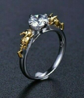 2Ct Round Cut Lab-Created Diamond Pikachu Wedding Ring 14k Two-Tone Gold Plated