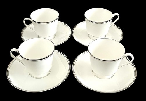 Set Of 4 Mikasa Narumi Briarcliffe Al-101 Bone China Footed Cup & Saucer Set New - Picture 2 of 17