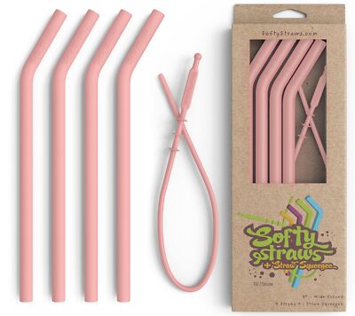 Reusable Silicone Drinking Straws - Big Size with Curved Bend for Tumblers Ma...