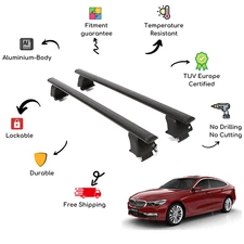 Bare Roof Rack Cross Bars Set for BMW Serie 6 G32 GT 5 Door 17-Up Black