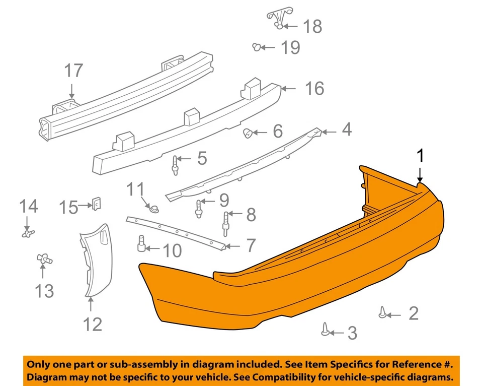 Used Rear Bumper Assembly Rear fits: 2001 Cadillac Deville w/o rear park assist Foto 3 de 4