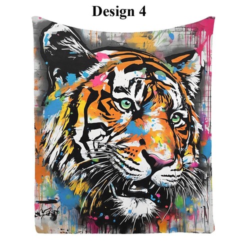 Retro Graffiti Tiger Comfy Bedspread Sofa Throw Blanket Holiday Birthday Gift - Picture 17 of 25
