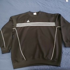 Vintage Adidas 90s Tri Stripe Crewneck Sweatshirt Black white Sz men's XL EUC
