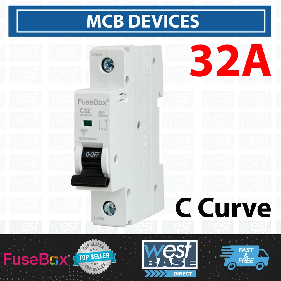 Fusebox MT06C321 MCB Circuit Breaker 230V 6kA SINGLE POLE SP 32 Amp Type C Curve
