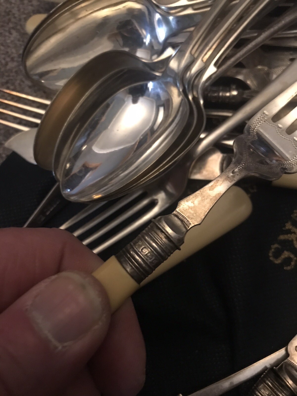 Silver cutlery job lot check marks eBay