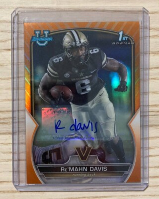 Re'Mahn Davis 2022 Topps Bowman U 1st Orange /25 JERSEY NUMBER