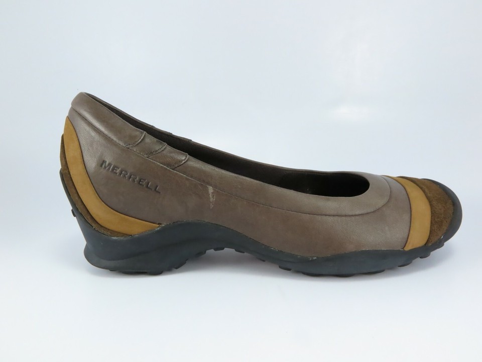 Merrell PLAZA EDEN Moc Womens Size 7M MultiBrown Leather Wedge Driving Moccasin eBay