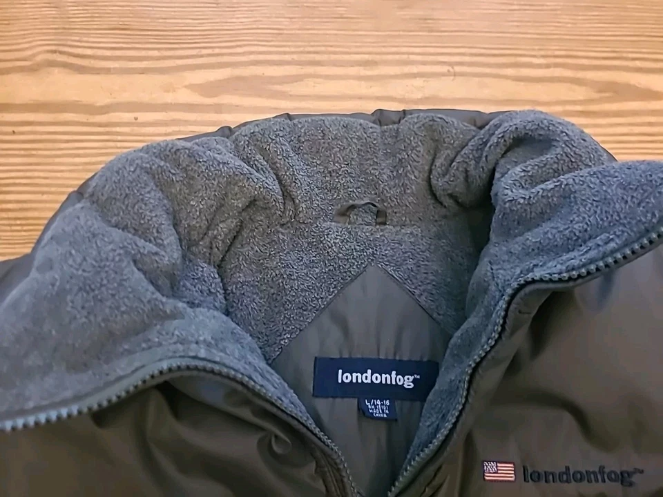 London Fog Womens Fleece-lined Down Coat Jacket Large. Dark Green, Excellent  - Изображение 3 из 4