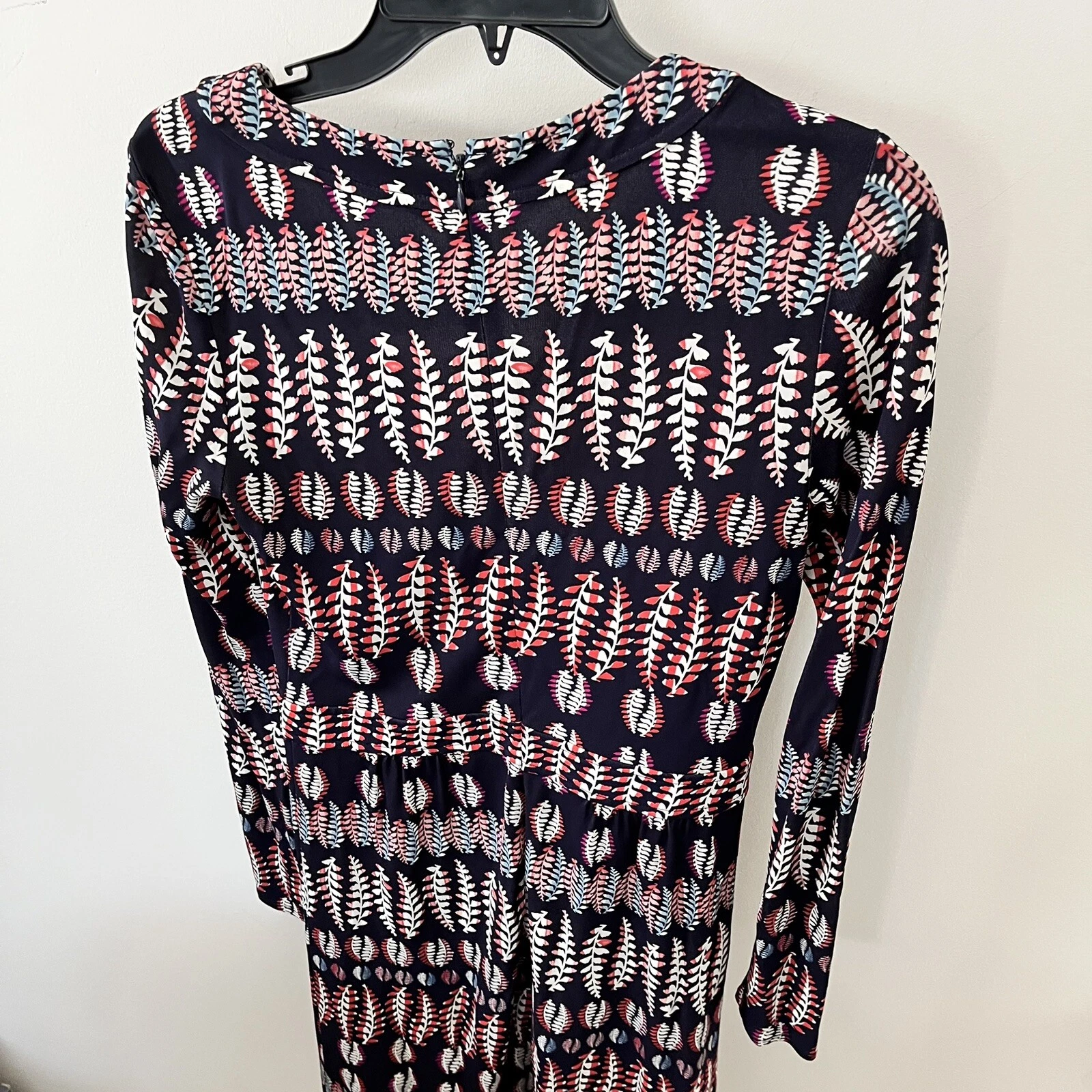 Tory Burch Mini Abito Donna Tg XS 2 Stampato Cambio Scollo V Manica Lunga $480 NUOVO