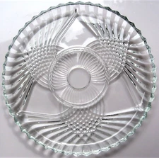 Indiana Glass Clear Trillium Enchantment 4 Part Divided 12" Relish Tray Platter